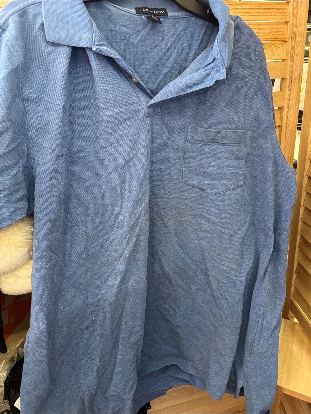 Lands' End Men's Heathered Blue Pocket Polo XL